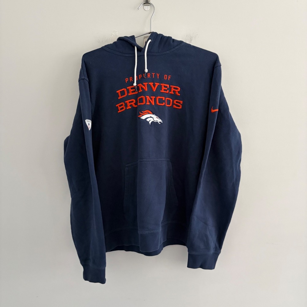 Nike NFL Denver Broncos Training Hoodie Navy Blue Mens Large